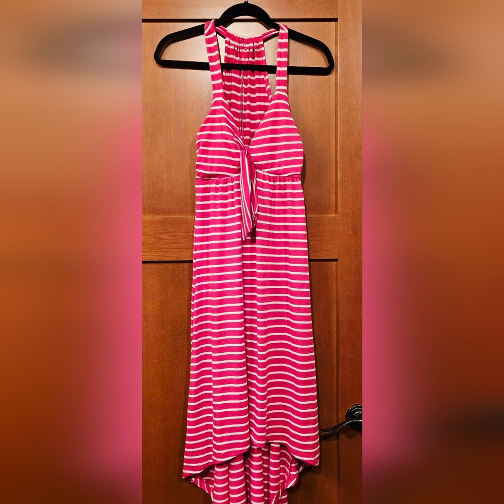 Charming Pink Striped Womens Dress